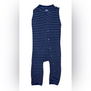 Kickee Pants Bamboo Snap Sleeveless Pants One Piece Romper 3T Navy Blue Striped